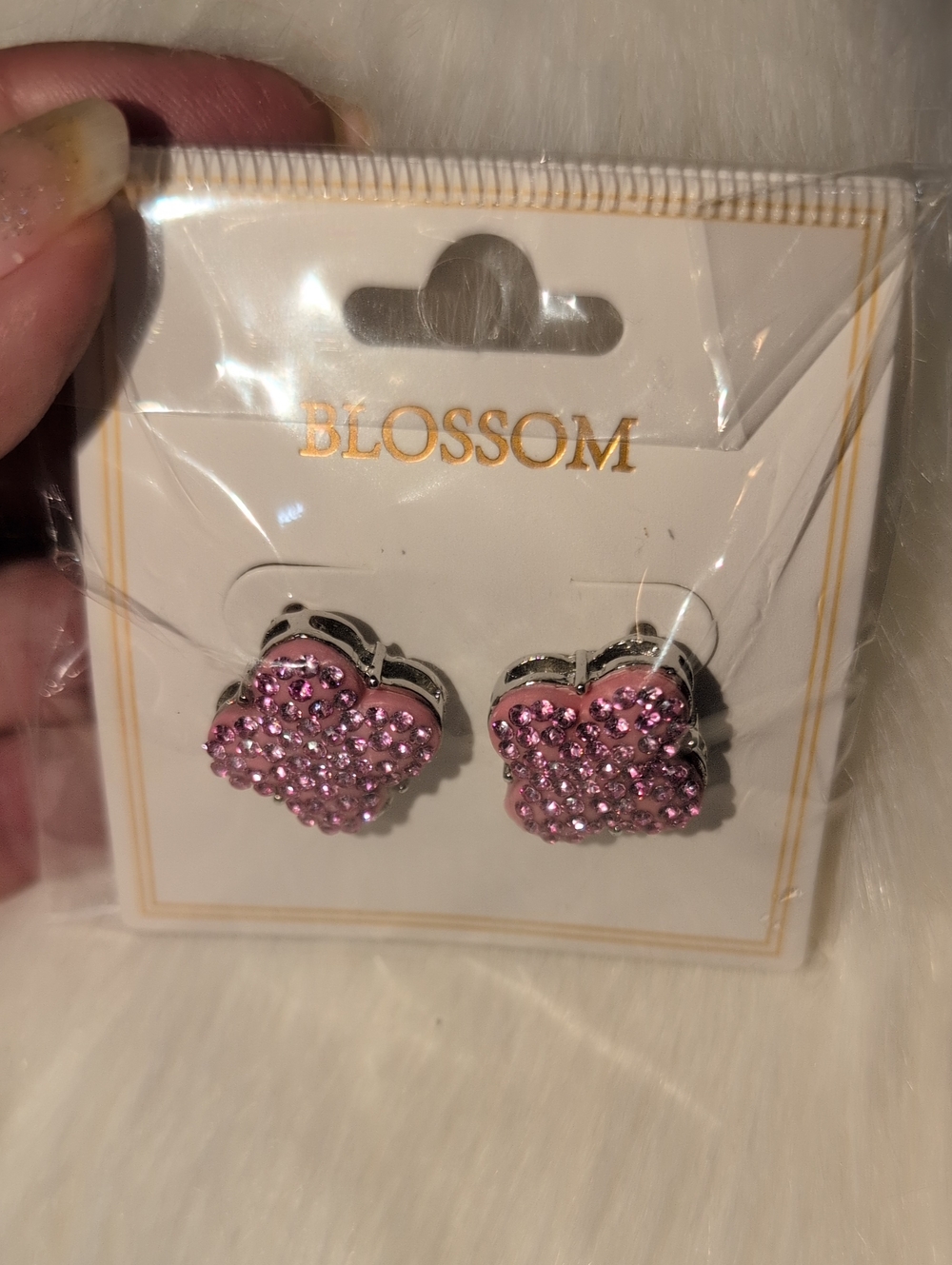 Pink Crystal  Stud Pierced Earrings
